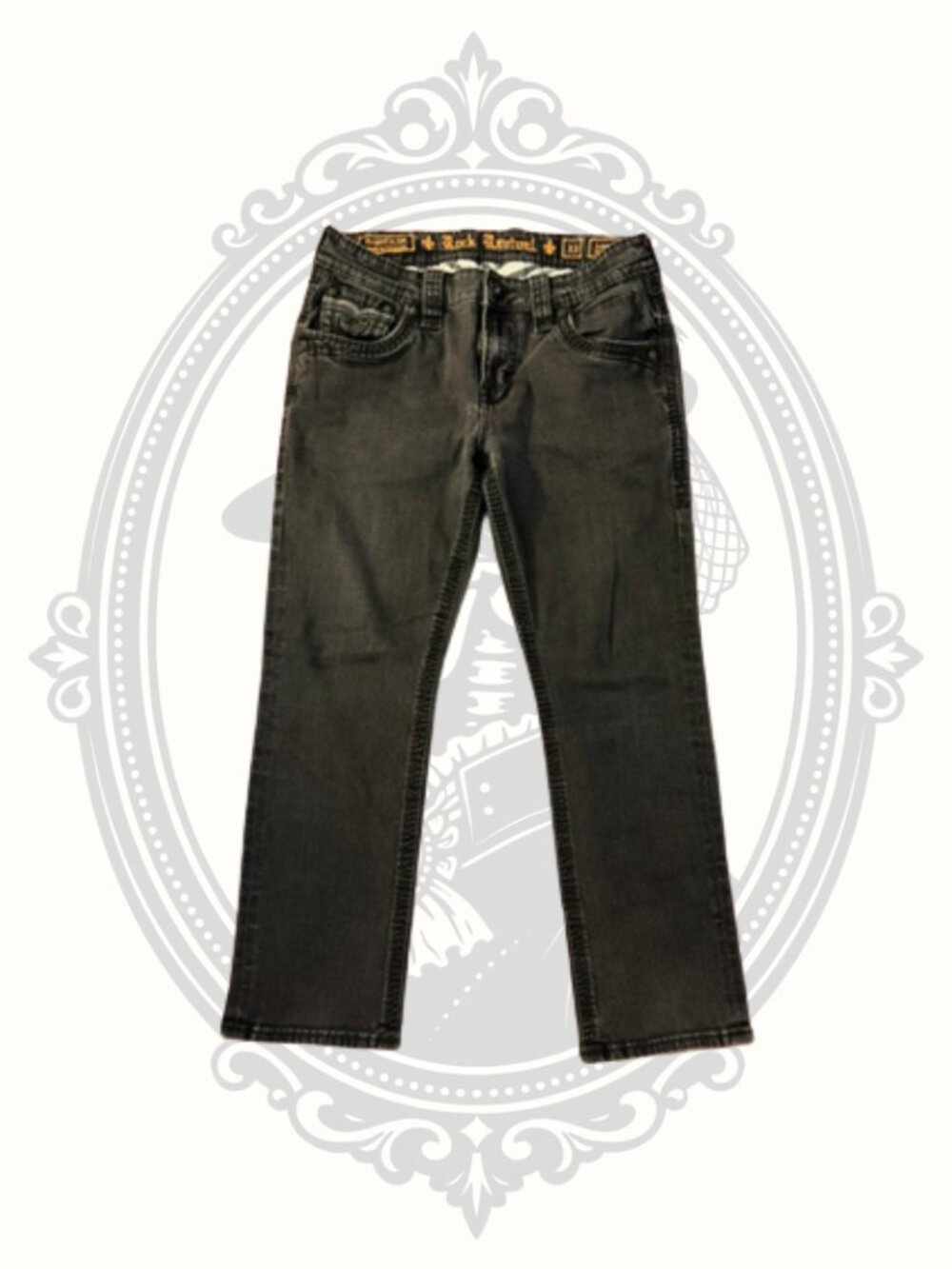Rock Revival Samuel Straight Men's Jeans Size 33 Coal Black Wash Premium Stretch